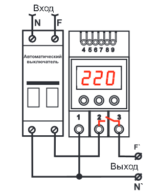 Монтажная схема реле напряжения DigiTOPVP-50A