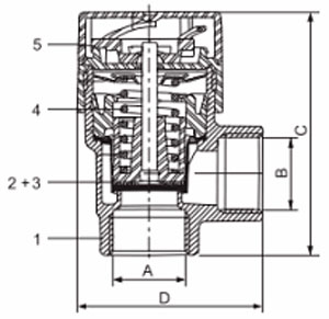 Рис.1. Чертеж клапана предохранительного Prescor 3 bar 1-2