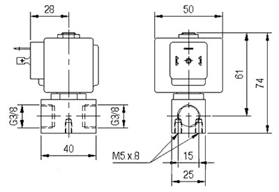 Рис.1. Габаритные размеры клапана M2401 (341607)